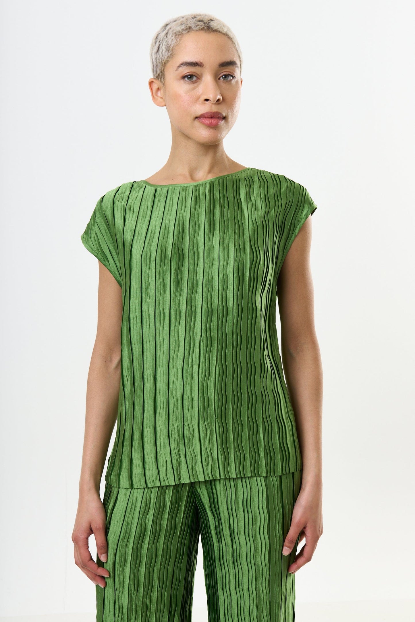 Louche Fashion Louche London Korine Pleat Surprise Top Fern