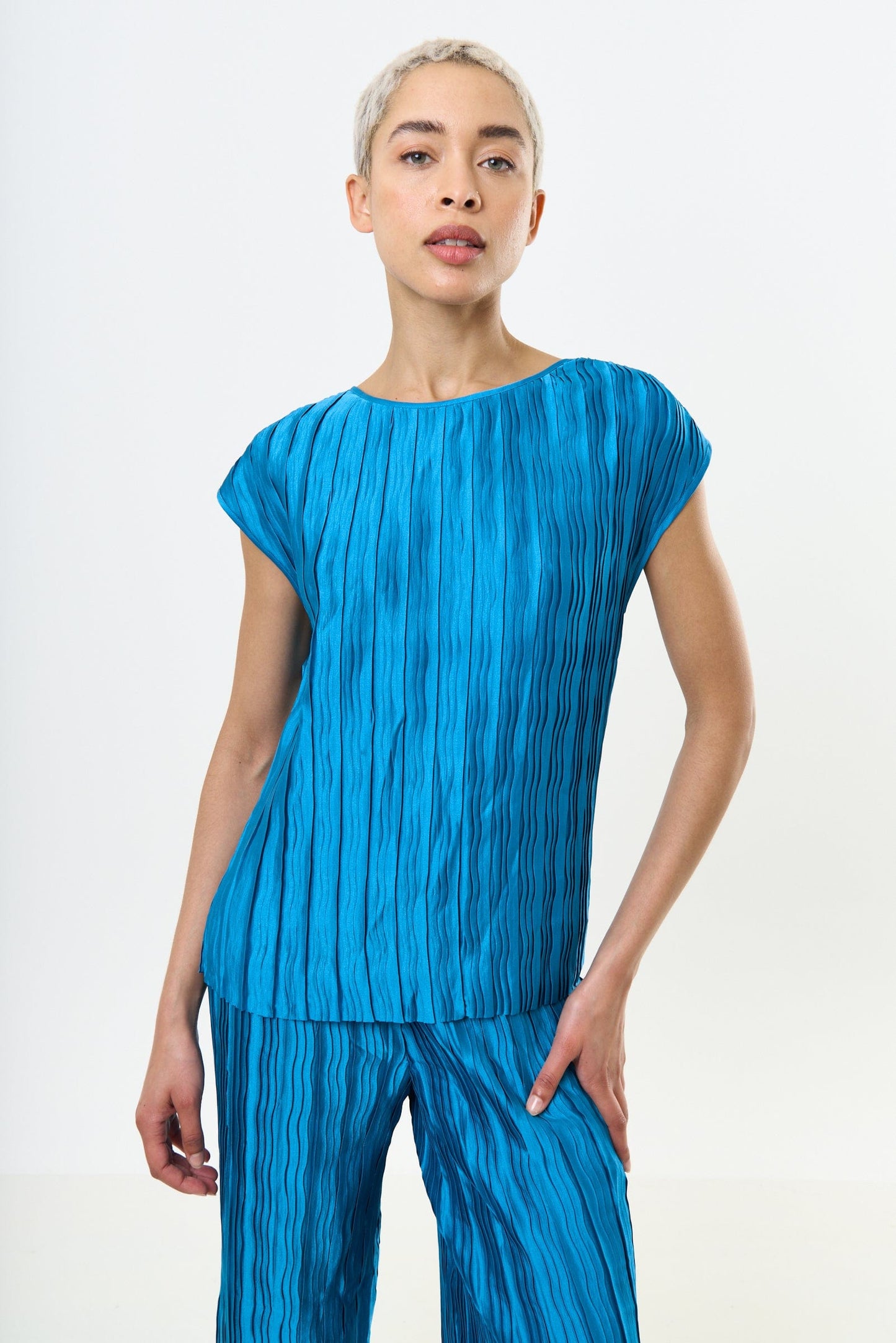 Louche Fashion Louche London Korine Pleat Surprise Top Petrol