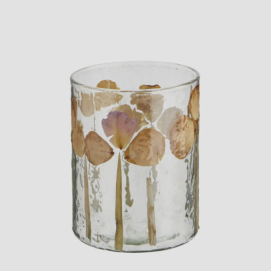 Madam Stoltz Homewares Madam Stoltz Glass Votive w/ Leaves