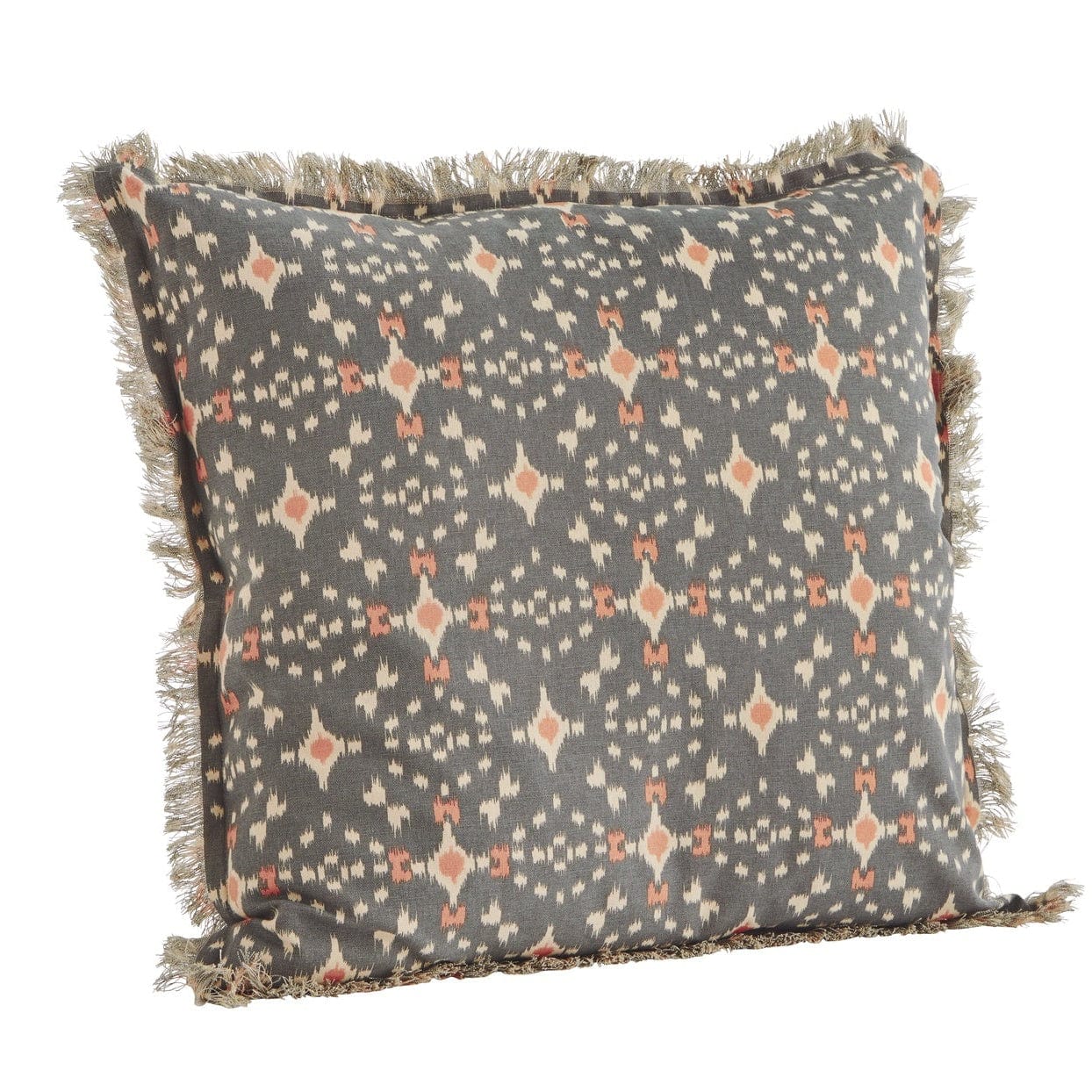 Madam Stoltz Homewares Madam Stoltz Printed Cushion Cover Grey Coral