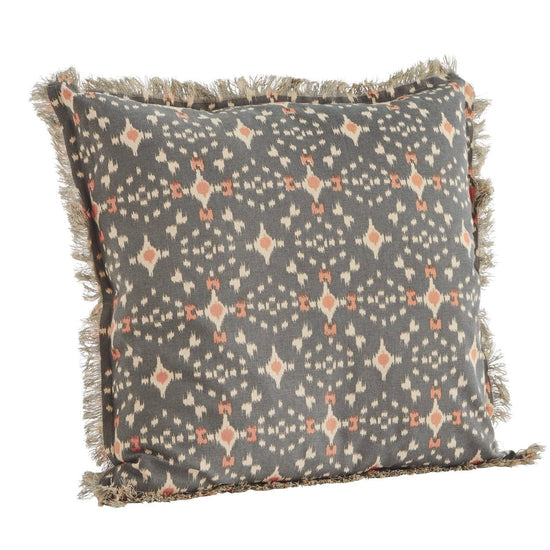 Madam Stoltz Homewares Madam Stoltz Printed Cushion Cover Grey Coral