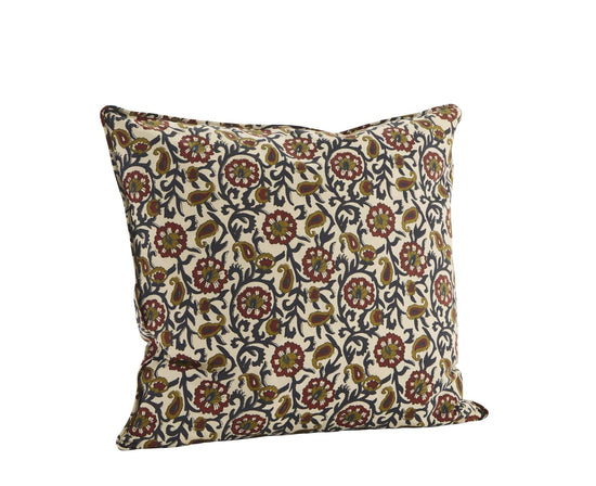 Madam Stoltz Homewares Madam Stoltz Printed Cushion Cover Sand Grey