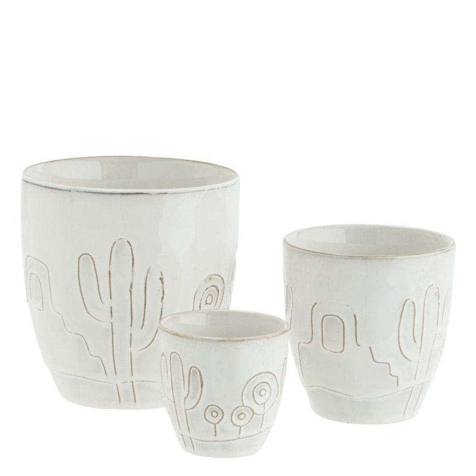 Madam Stoltz Homewares Madam Stoltz Set of 3 Stoneware Flower Pots