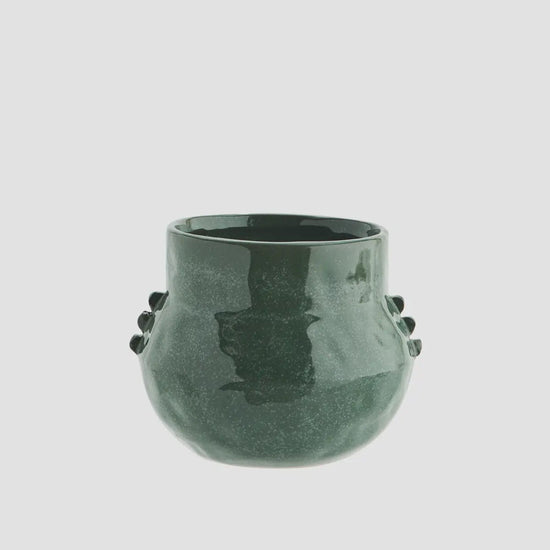 Madam Stoltz Homewares Madam Stoltz Stoneware Flower Pot Green