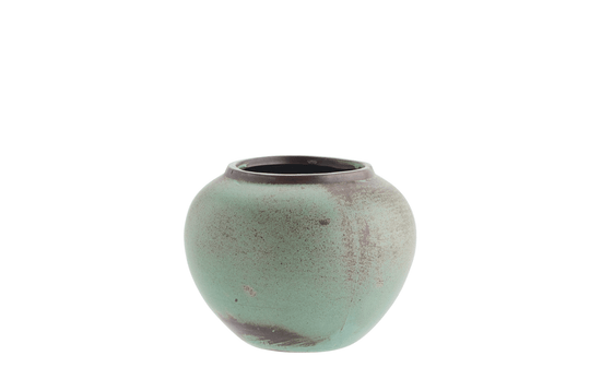 Madam Stoltz Homewares Madam Stoltz Stoneware Round Vase Aqua