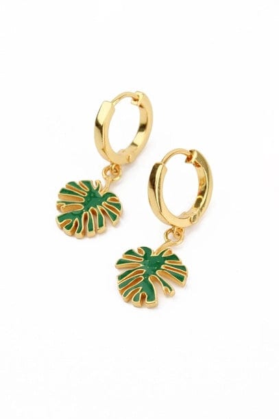 My Doris Jewellery My Doris Enamel Green Monstera Leaf Earrings