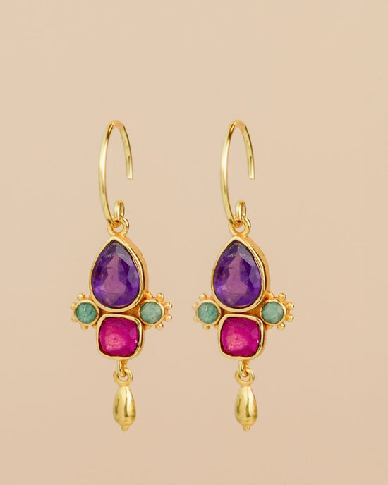 muja juma Ariel Gold Earrings Amethyst - Precious Sparkle