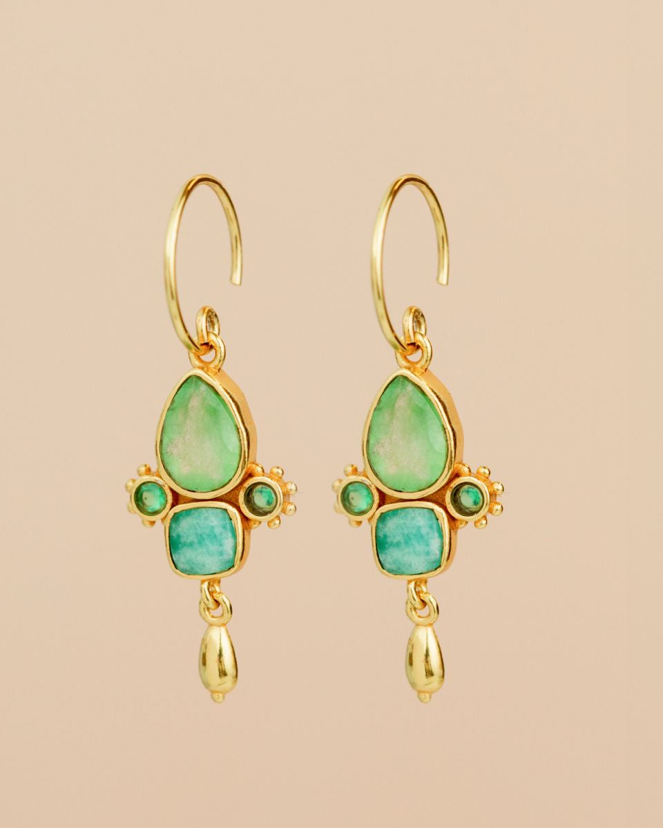 muja juma Ariel Gold Earrings Nefrite 2 - Precious Sparkle