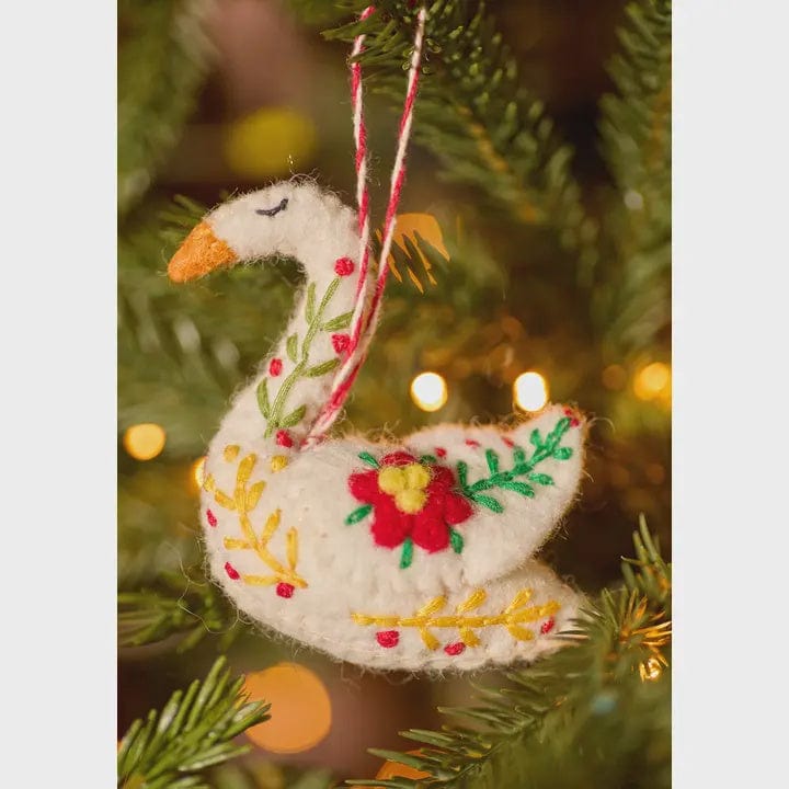 Namaste Homewares Embroidered Felt Swan Ornament