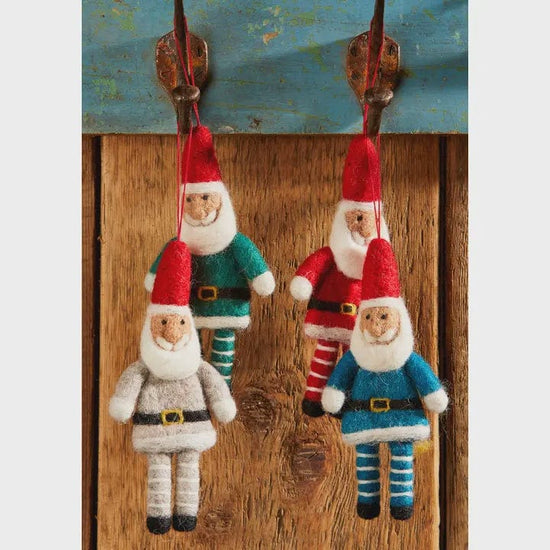 Namaste Homewares Hanging Felt Santa with Stripey Legs Ornaments