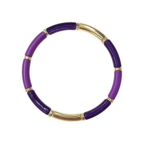 Oclys Jewellery Oclys Purple Gold Stretchy Bracelet Purple