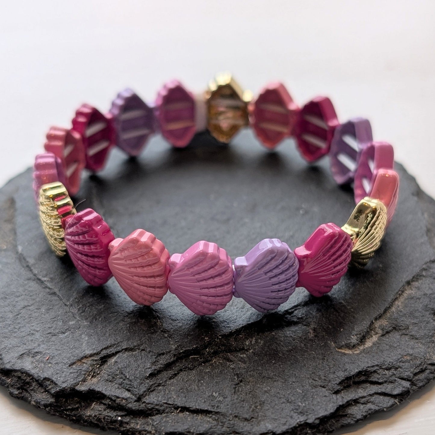 Oclys Jewellery Oclys Purple Shell Stretchy Bracelet
