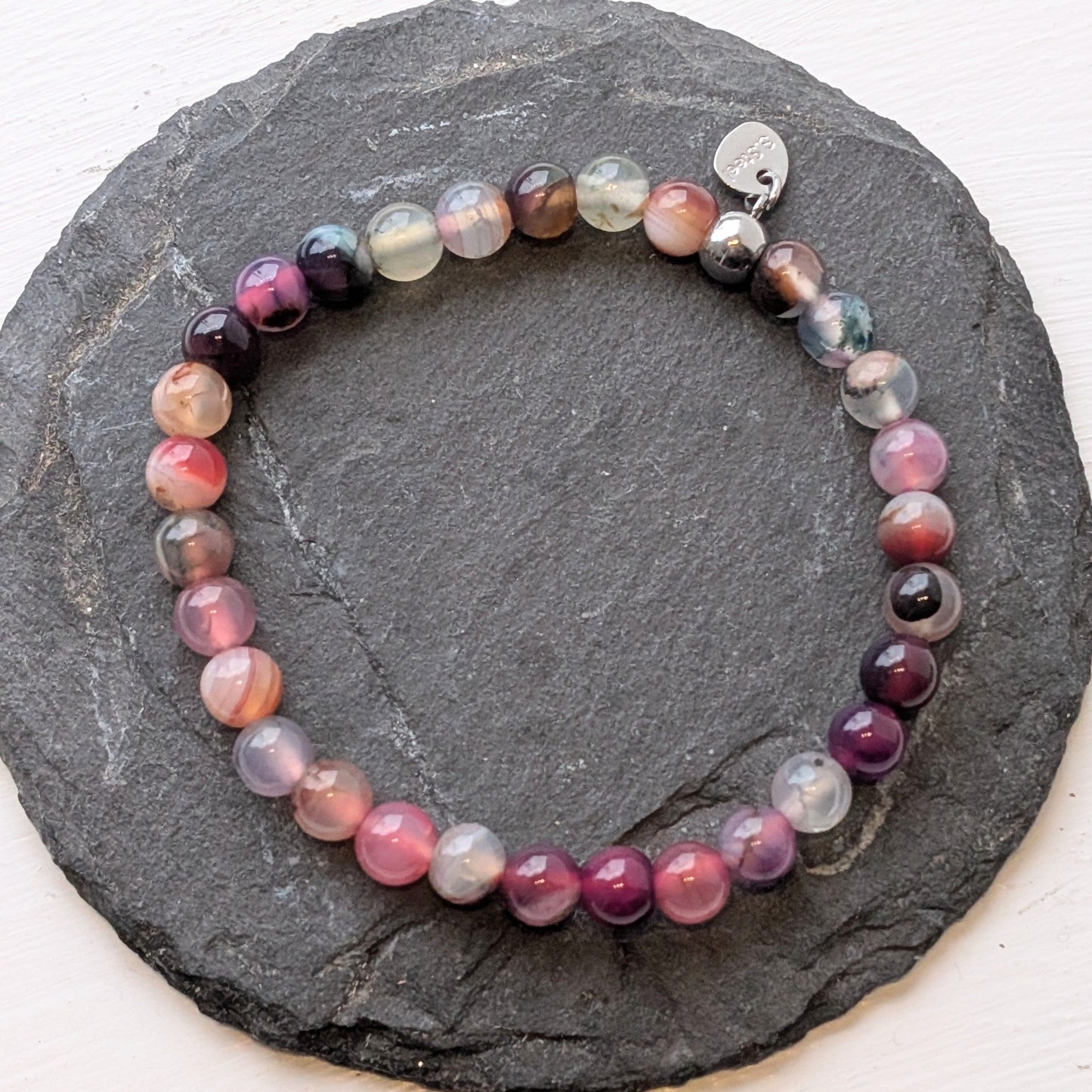 Oclys Jewellery Red Multi Agate Stretchy Bracelet