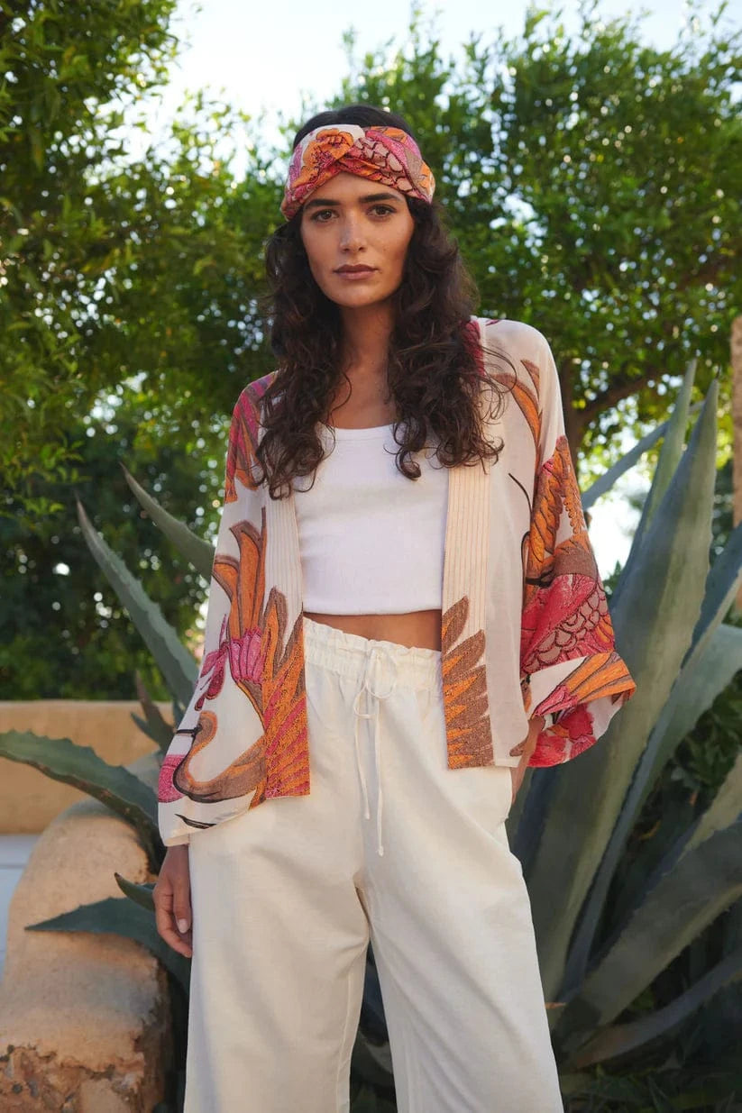 One Hundred Stars Fashion One Hundred Stars Crane Ecru Kimono