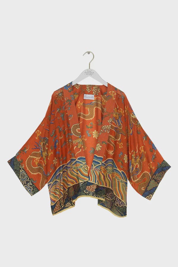 One Hundred Stars Fashion One Hundred Stars Dragon Rust Kimono