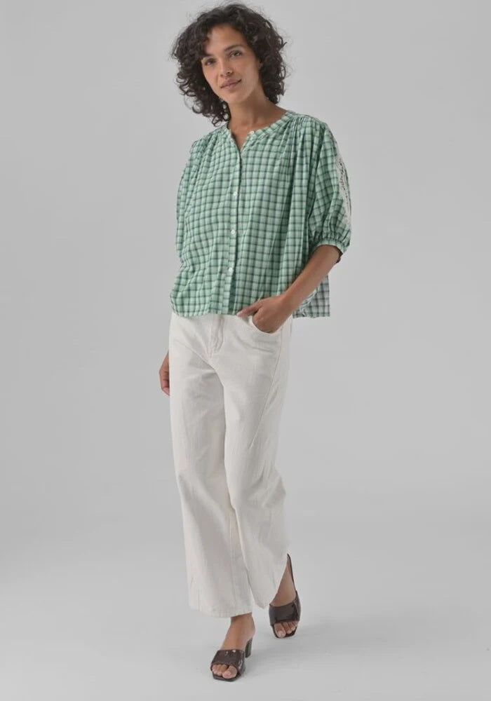 Orfeo Adrian Blouse Green Check