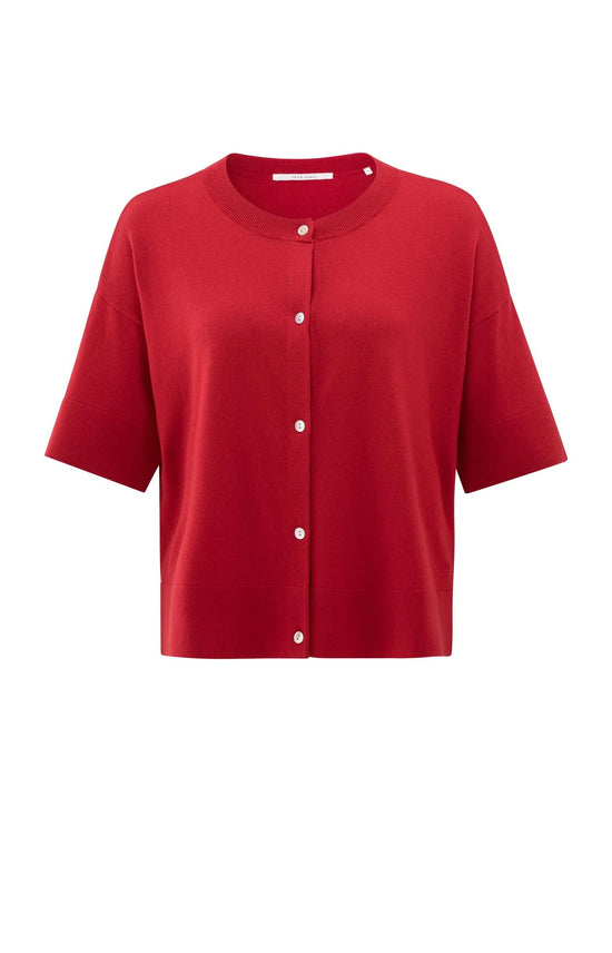 YAYA Oversized Fine Knit Cardigan with Short Sleeves - Precious Sparkle