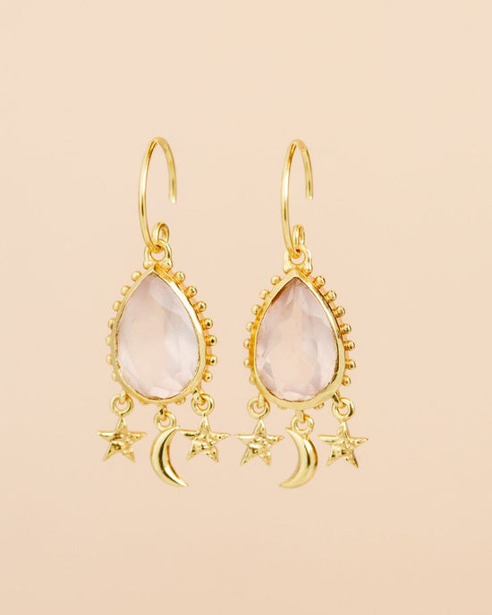 muja juma Mira Gold Earrings Rose Quartz - Precious Sparkle