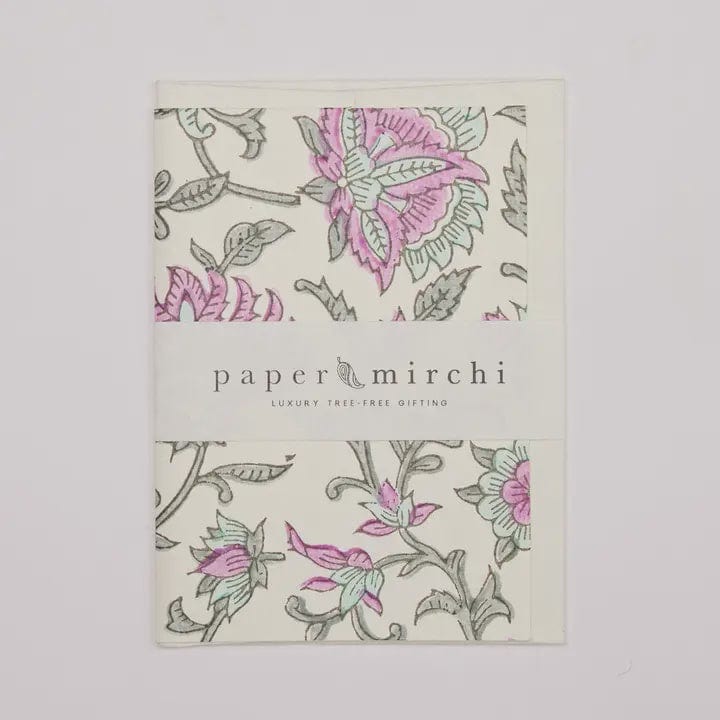 Paper Mirchi Gifts Paper Mirchi Card Hand Blocked Flora Teal