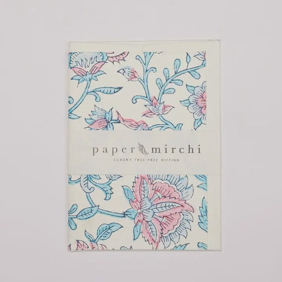 Paper Mirchi Gifts Paper Mirchi  Hand Block Printed Card Flora Sky