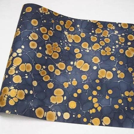 Paper Mirchi Gifts Paper Mirchi Hand Marbled Wrapping Paper Sheet Cosmos Ink Blue