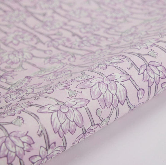Paper Mirchi Homewares Paper Mirchi Block Printed Wrapping Paper Lotus Lavender