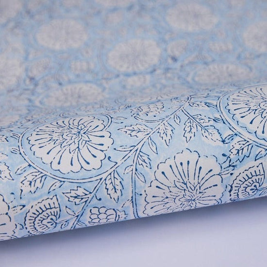 Paper Mirchi Homewares Paper Mirchi Block Printed Wrapping Paper Mughal Garden Blue
