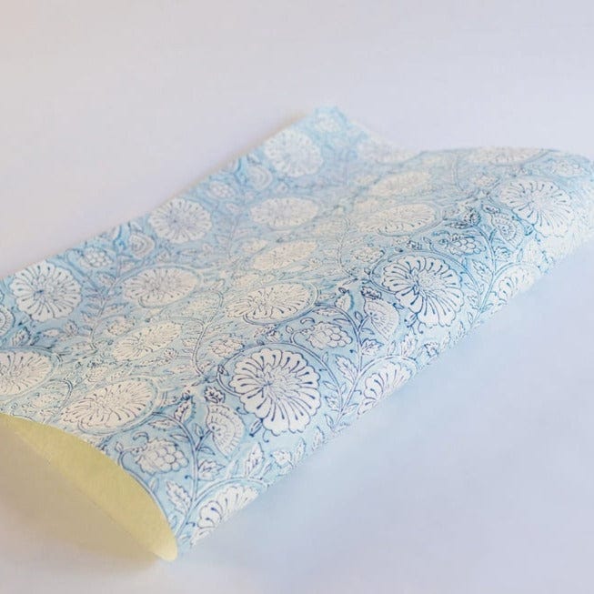 Paper Mirchi Homewares Paper Mirchi Block Printed Wrapping Paper Mughal Garden Blue