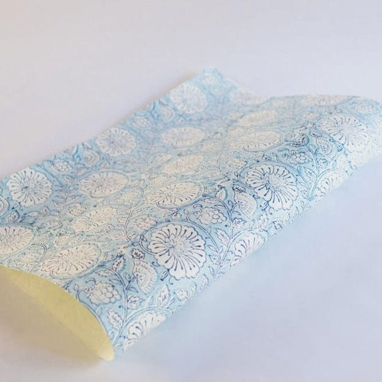 Paper Mirchi Homewares Paper Mirchi Block Printed Wrapping Paper Mughal Garden Blue