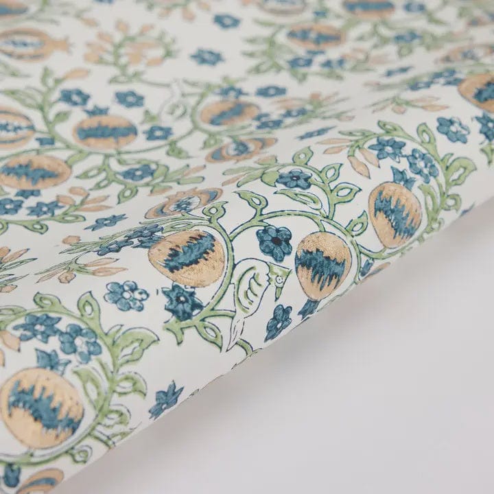 Paper Mirchi Homewares Paper Mirchi Block Printed Wrapping Paper Pomegranate Indigo