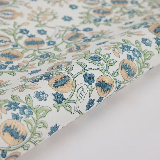 Paper Mirchi Homewares Paper Mirchi Block Printed Wrapping Paper Pomegranate Indigo
