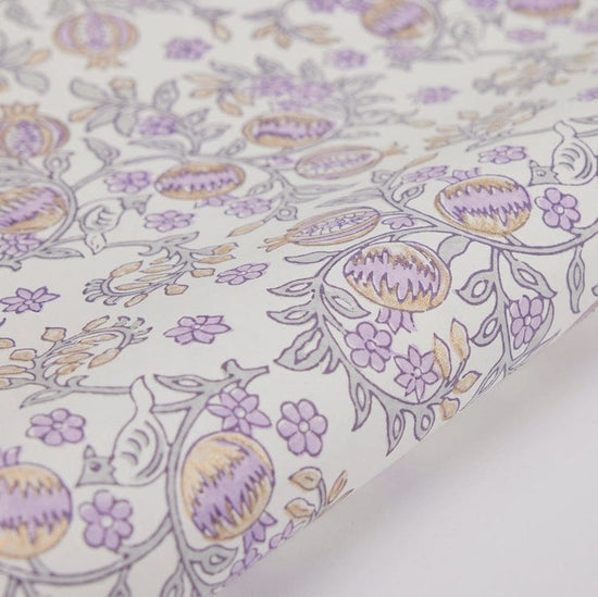 Paper Mirchi Homewares Paper Mirchi Block Printed Wrapping Paper Pomegranate Lavender