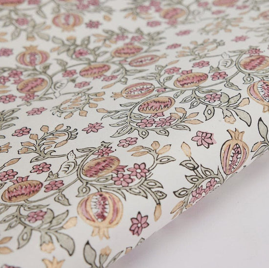 Paper Mirchi Homewares Paper Mirchi Block Printed Wrapping Paper Pomegranate Pink Earth
