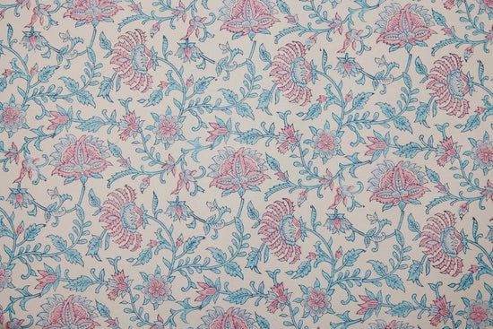 Paper Mirchi Homewares Paper Mirchi Block Printed Wrapping Paper Sheet Flora Sky