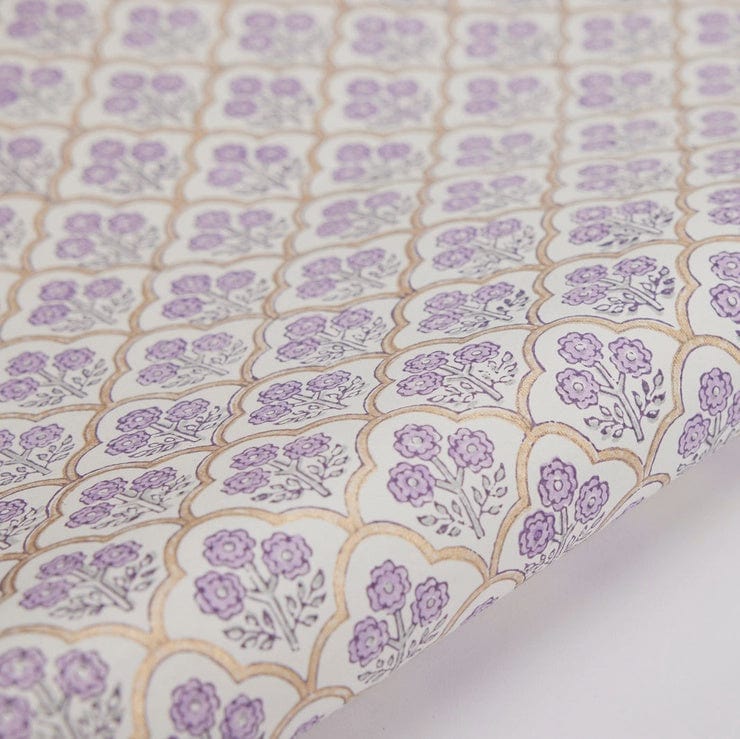 Paper Mirchi Homewares Paper Mirchi Block Printed Wrapping Paper Trellis Lavender