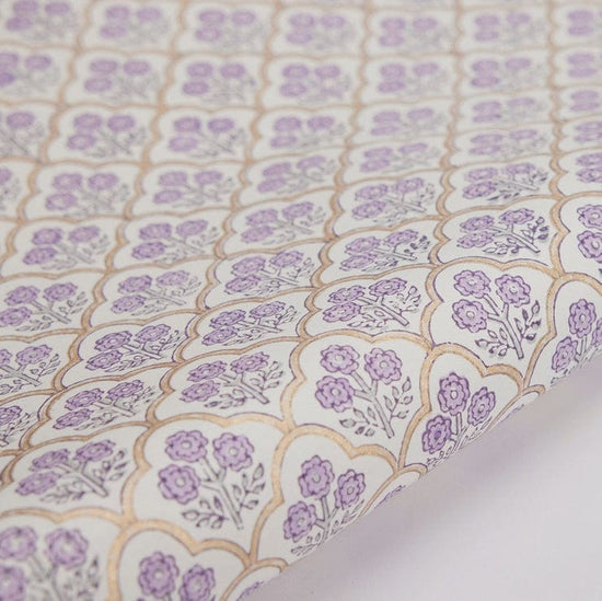 Paper Mirchi Homewares Paper Mirchi Block Printed Wrapping Paper Trellis Lavender