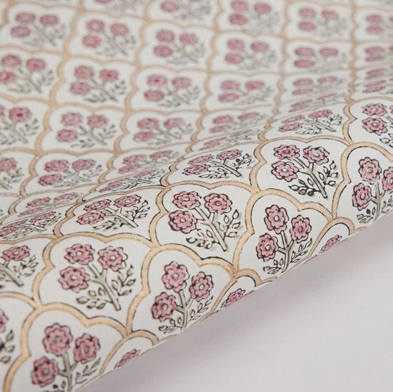 Paper Mirchi Homewares Paper Mirchi Block Printed Wrapping Paper Trellis Pink Earth