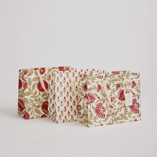 Paper Mirchi Homewares Paper Mirchi Hand Block Printed Gift Bag Festive Floral Medium