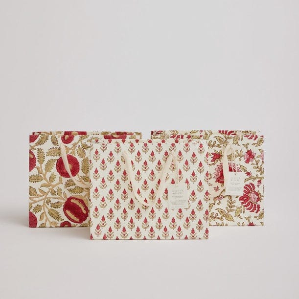 Paper Mirchi Homewares Paper Mirchi Hand Block Printed Gift Bag Festive Floral Medium