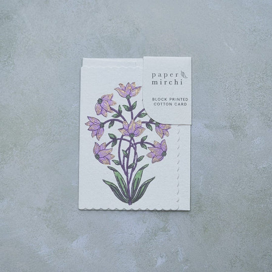 Paper Mirchi Homewares Paper Mirchi Hand Block Printed Greeting Card Champaca Lilac