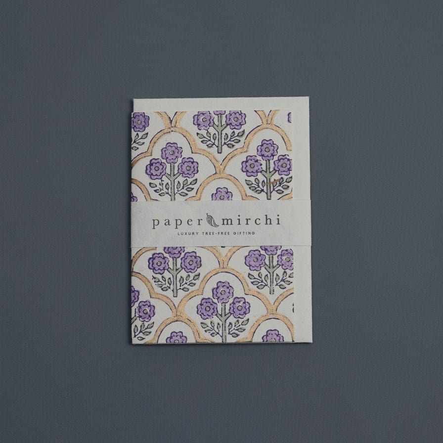 Paper Mirchi Homewares Paper Mirchi Hand Block Printed Greeting Card Trellis Lavender