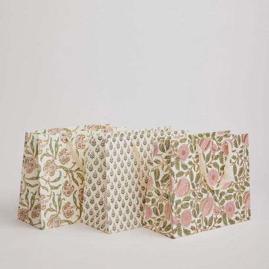 Paper Mirchi Homewares Paper Mirchi Hand Block Printed Large Gift Bag Blush