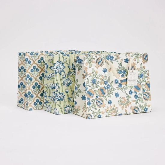 Load image into Gallery viewer, Paper Mirchi Homewares Paper Mirchi Hand Block Printed Medium Gift Bag Indigo
