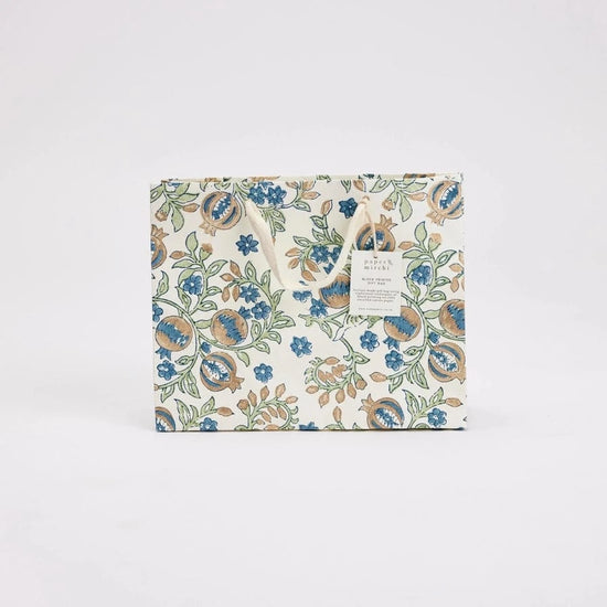 Load image into Gallery viewer, Paper Mirchi Homewares Paper Mirchi Hand Block Printed Medium Gift Bag Indigo
