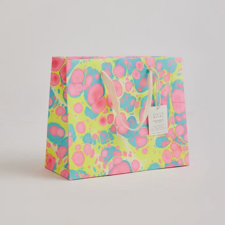 Paper Mirchi Homewares Paper Mirchi Hand Block Printed Medium Gift Bag Neon