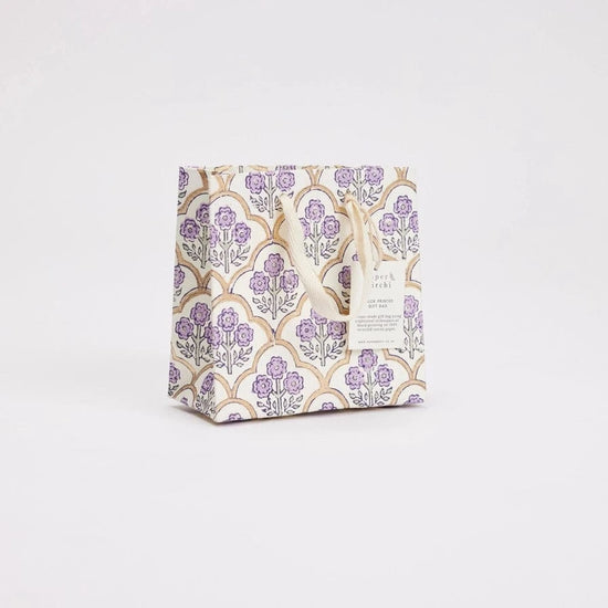 Paper Mirchi Homewares Paper Mirchi Hand Block Printed Small Gift Bag Lavender