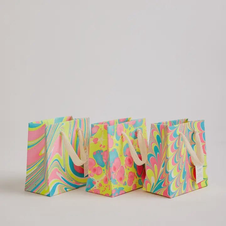 Paper Mirchi Homewares Paper Mirchi Hand Block Printed Small Gift Bag Neon