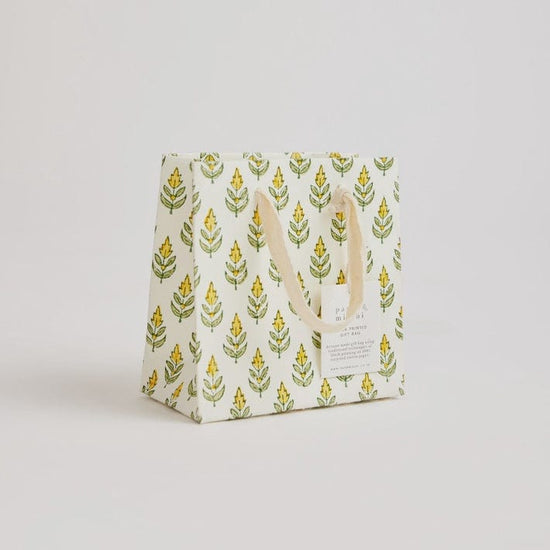 Paper Mirchi Homewares Paper Mirchi Hand Block Printed Small Gift Bag Sunshine