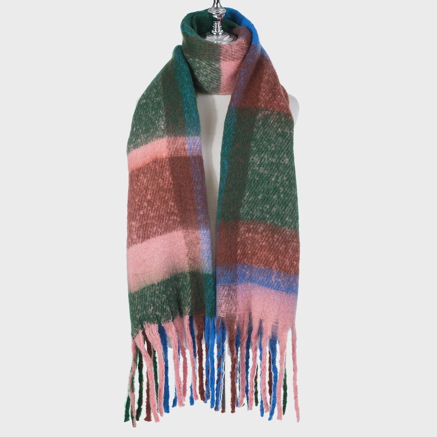 Park Lane Accessories Park Lane Blue/ Pink Fluffy Winter Scarf