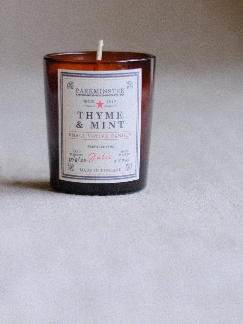 Parkminster Thyme & Mint Votive Soy Wax Candle - Precious Sparkle